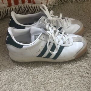 Adidas Samoa White with Dark Green Stripes